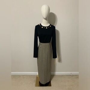 Black and Tan Plaid Wrap-Around Skirt